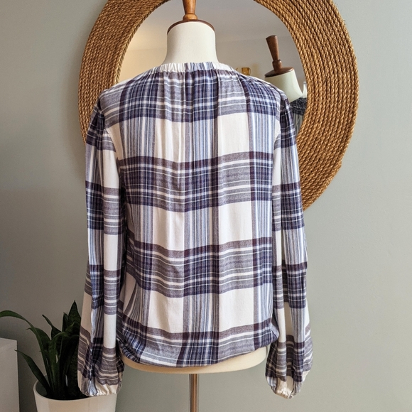 Anthropologie Cloth and Stone Glacier Plaid Top - Picture 4 of 5